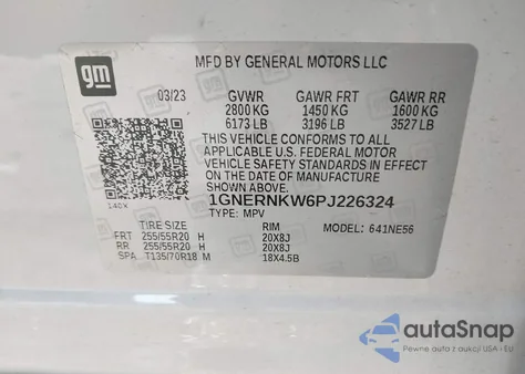 2023 Chevrolet Traverse High Country from USA, damaged, VIN 1GNERNKW6PJ226324